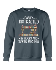 Easily distracted by books and sewing machines Crewneck Sweatshirt tile