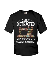 Easily distracted by books and sewing machines Youth T-Shirt tile