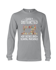 Easily distracted by books and sewing machines Long Sleeve Tee tile