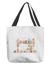 Easily distracted by books and sewing machines All-Over Tote tile