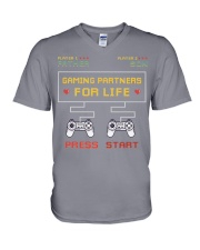 father and son - gaming partners V-Neck T-Shirt tile
