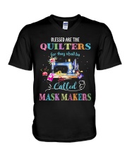 Blessed are the Quilters - called Mask Makers V-Neck T-Shirt tile