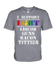 support LGBT V-Neck T-Shirt tile
