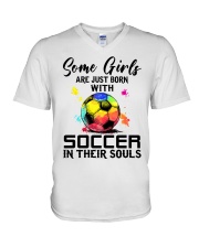 Soccer girl V-Neck T-Shirt tile