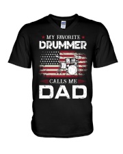 Drummer Dad V-Neck T-Shirt tile