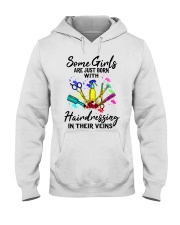born with hairdressing in their veins Hooded Sweatshirt tile