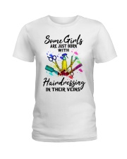 born with hairdressing in their veins Ladies T-Shirt tile