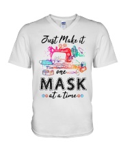 One Mask at a time V-Neck T-Shirt tile