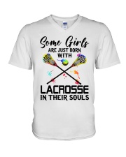 Lacrosse girl V-Neck T-Shirt tile