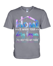 Home is where your story begins V-Neck T-Shirt tile