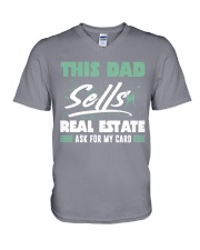This DAd sells real estate V-Neck T-Shirt tile
