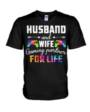 Husband and wife gaming partner V-Neck T-Shirt tile