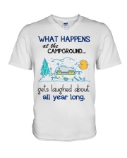 What happens at the Campground V-Neck T-Shirt tile