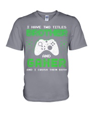 gamer and brother V-Neck T-Shirt tile