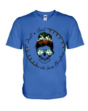 Just a girl who loves christmas V-Neck T-Shirt tile