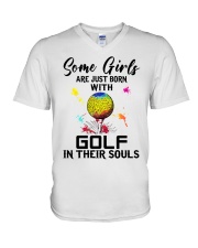 Golf girl V-Neck T-Shirt tile