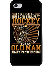 Old man play hockey Phone Case tile
