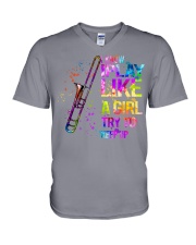 Trombone V-Neck T-Shirt tile