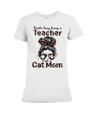 Teacher and Cat mom Premium Fit Ladies Tee tile