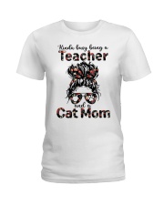 Teacher and Cat mom Ladies T-Shirt tile