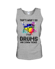 I play drums and i know things Unisex Tank tile