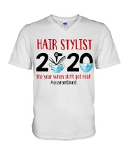 Hairstylist quarantine 2020 V-Neck T-Shirt tile
