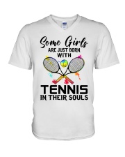 Tennis girl V-Neck T-Shirt tile