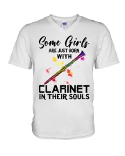 Clarinet girl V-Neck T-Shirt tile
