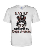 horse and dog V-Neck T-Shirt tile
