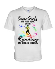 Running Girl V-Neck T-Shirt tile