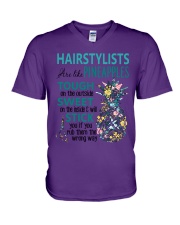 Hairstylists are like pineapples V-Neck T-Shirt tile