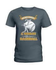 Woman who loves baseball Ladies T-Shirt tile