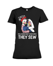 Real Heroes don't wear capes They sew Premium Fit Ladies Tee tile