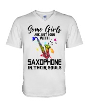 Saxophone girl V-Neck T-Shirt tile