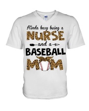 baseball mom V-Neck T-Shirt tile
