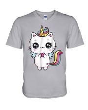 Caticorn Meowgical Rainbow T Shirt Cat Kittycorn U V-Neck T-Shirt thumbnail