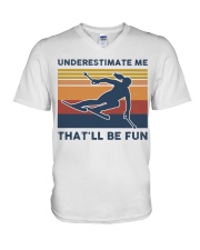 Underestimate Me That'll Be Fun - Skiing V-Neck T-Shirt tile