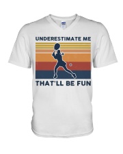 Underestimate Me That'll Be Fun - Tennis Retro V-Neck T-Shirt tile