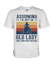 Assuming I'm Just An Old Lady - Quad Motocross V-Neck T-Shirt tile