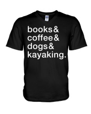 Books Coffee Dogs Kayaking V-Neck T-Shirt tile