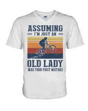 Assuming I'm Just An Old Lady - Mountain Biking V-Neck T-Shirt tile