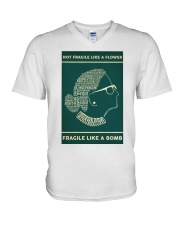 RBG Not Fragile Like A Flower V-Neck T-Shirt tile