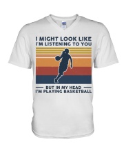 I Might Look Like I'm Listening To You Basketball V-Neck T-Shirt tile