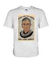 RBG Dictionary Fight For The Things You Care About V-Neck T-Shirt tile