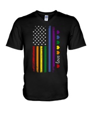 Pride US Flag V-Neck T-Shirt tile