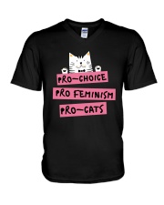 Pro-Choice Pro Feminism Pro-Cats V-Neck T-Shirt tile