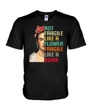 Frida Kahlo - Not Fragile Like A Flower V-Neck T-Shirt thumbnail