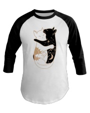 Day And Night Hugging Cat Baseball Tee tile