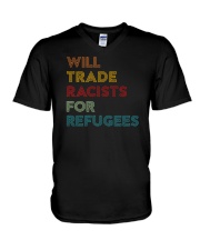 Will Trade Racists For Refugees V-Neck T-Shirt thumbnail