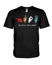 Grow At Your Own Pace V-Neck T-Shirt tile